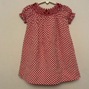 Strasburg Smocked Dress 3m girl red seersucker gingham perfect Valentines